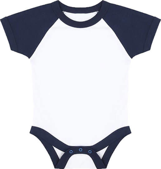 Baseball Baby Body White / Navy 12-18 Monate