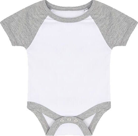 Baseball Baby Body White / Heather Grey 12-18 Monate