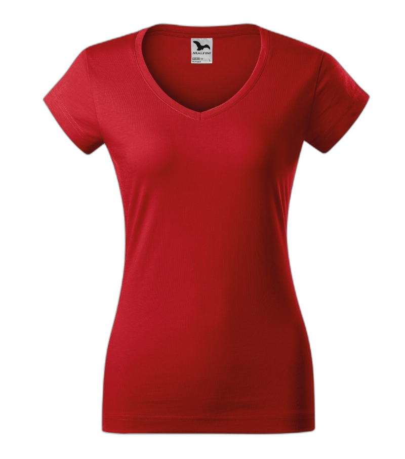 V-neck T-Shirt Frauen selbst gestalten rot M