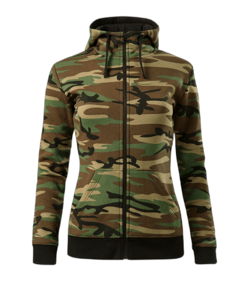 Camo Zipper Sweatshirt Frauen camouflage braun S