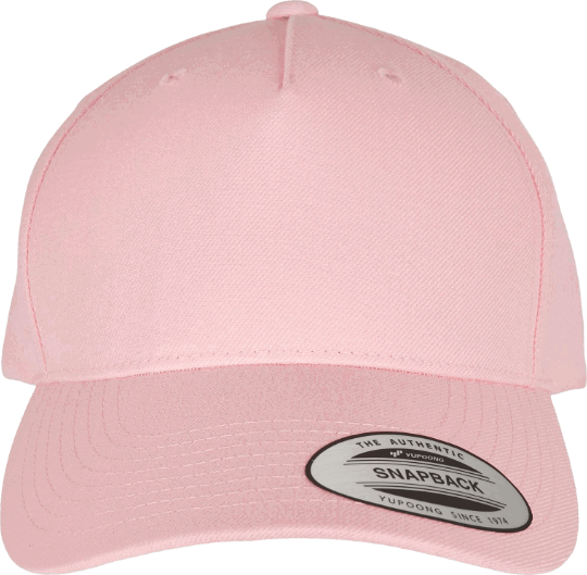 YP Classic 5 Panel Premium Curved Visor Snapback Cap Prism Pink