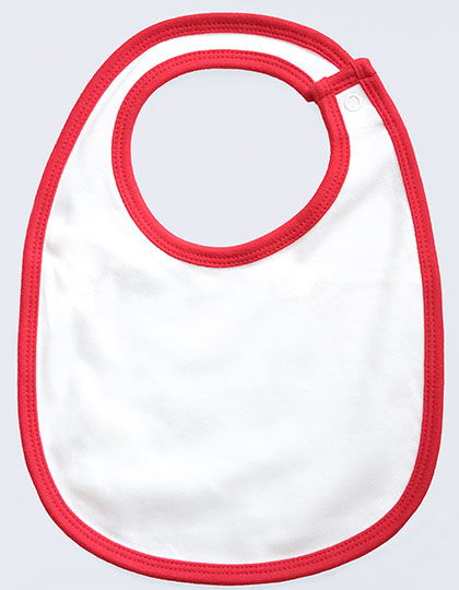 Baby Single Layer Bib White Red