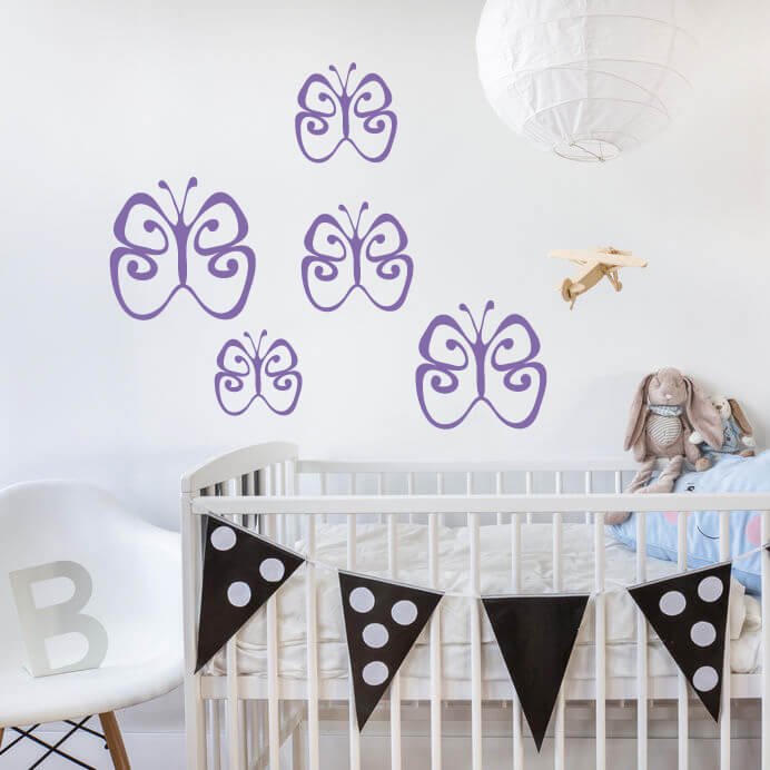 Wandtattoo Schmetterlingsschwarm Babyzimmer